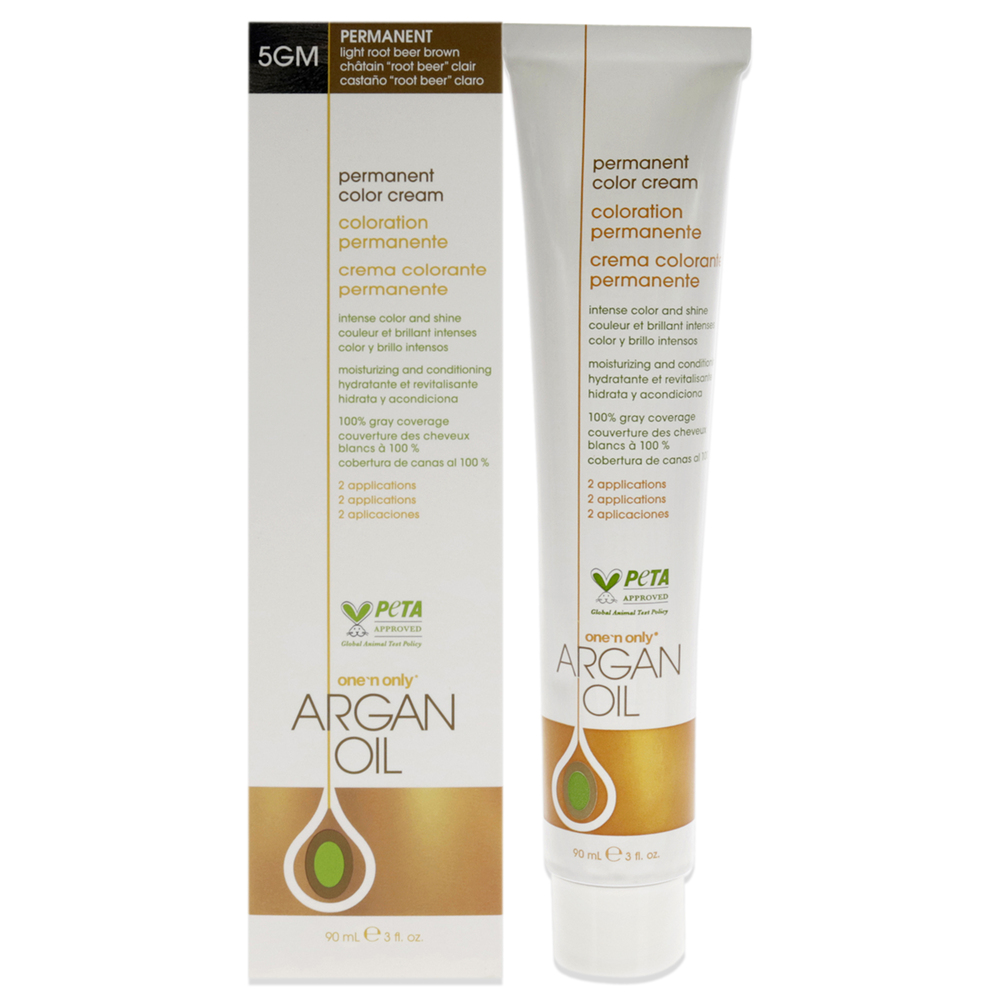 Argan Oil Permanent Color Cream - 5GM Light Root Beer Brown by One n Only 3 oz